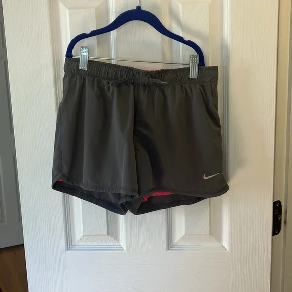 Girls Gray Nike Running Shorts w/Pink Foldover Waistband Sz L - Picture 11 of 11